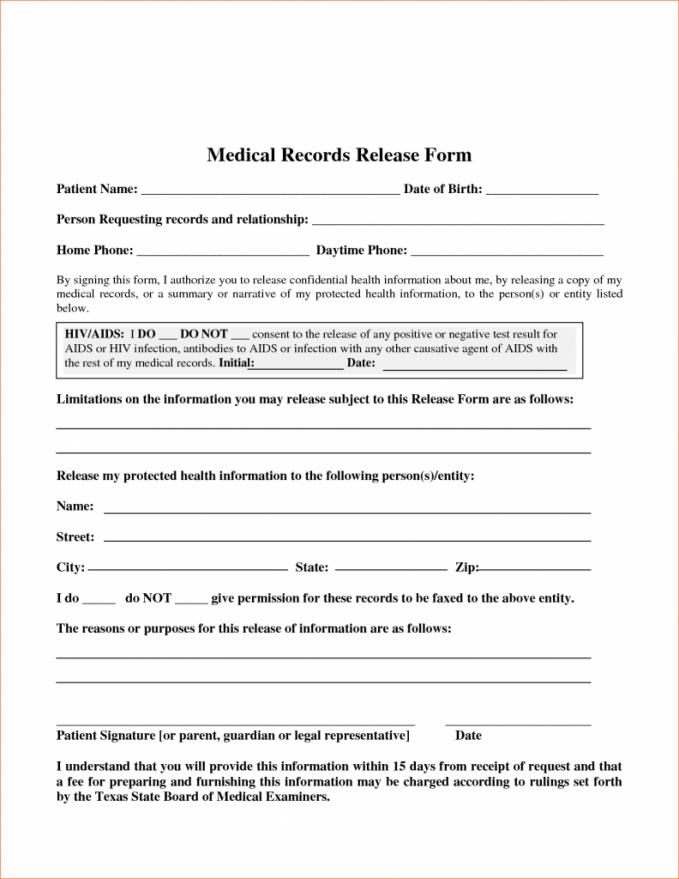 Blank Medical Records Release Form | amulette