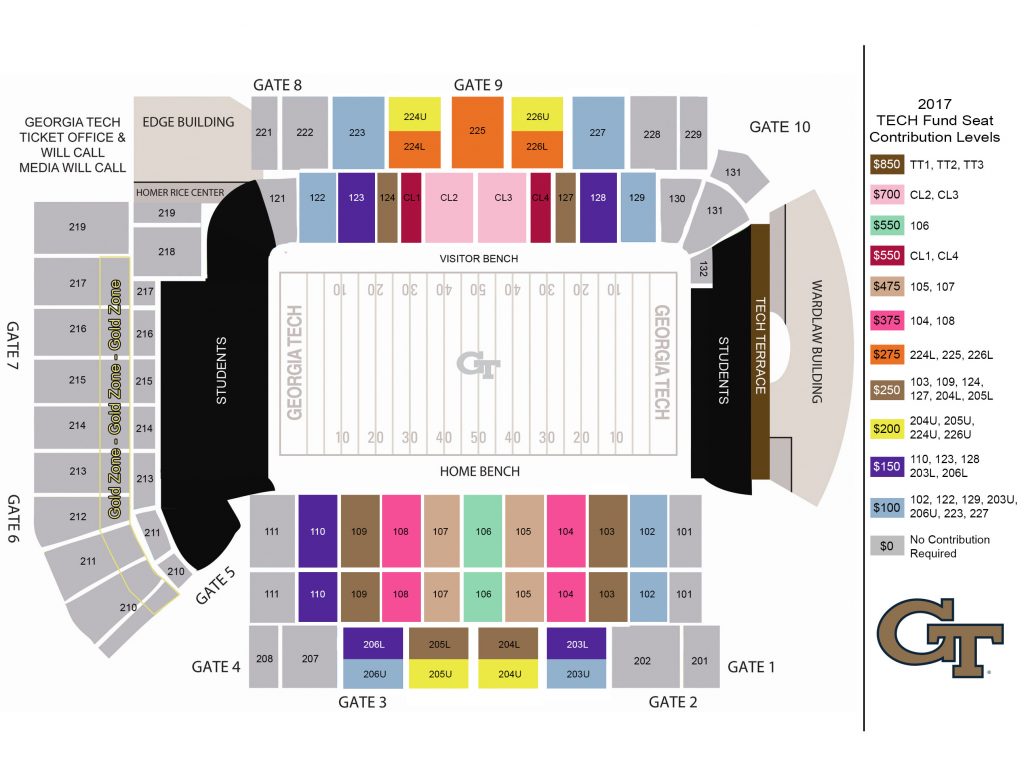 Bobby Dodd Stadium Map amulette