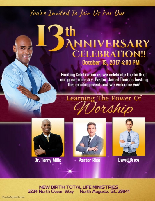 Customizable Design Templates for Church Anniversary | PosterMyWall