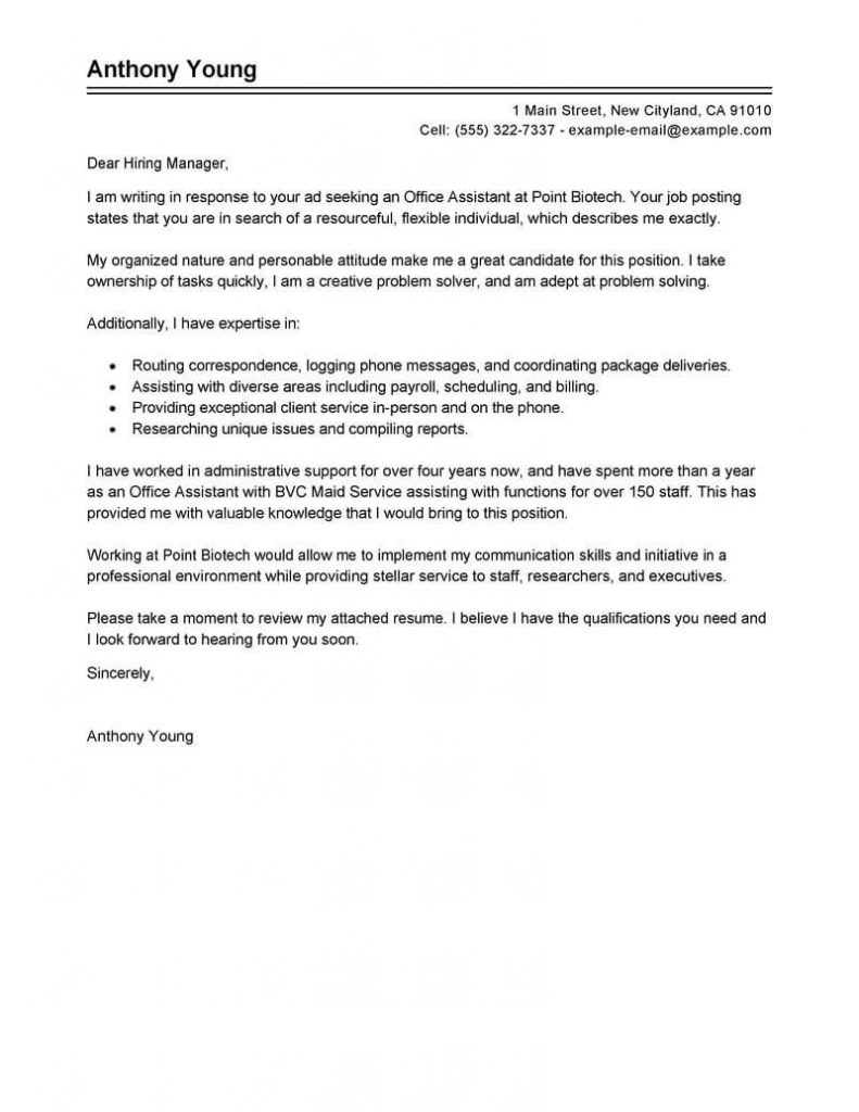 Cover Letter Examples For Office Assistant Amulette