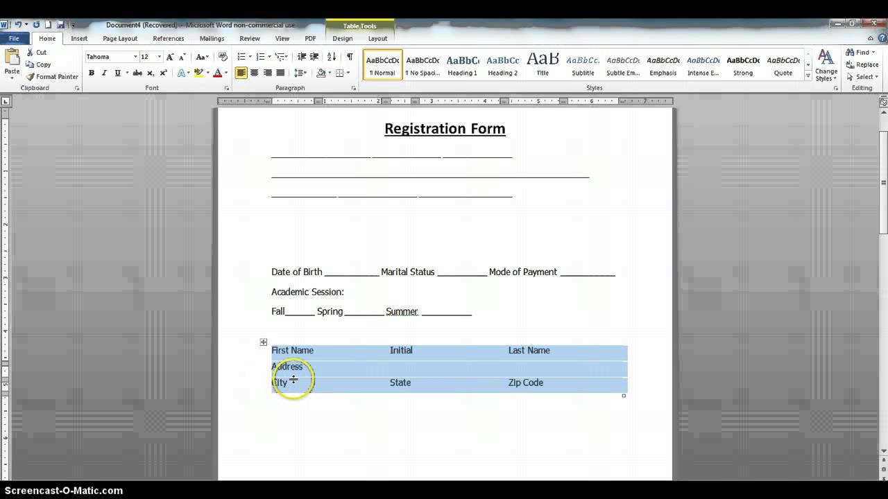 creating form in word Koto.npand.co