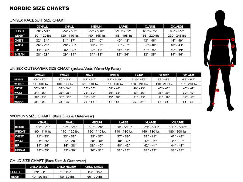 Nordic Skiing Size Chart | Podiumwear