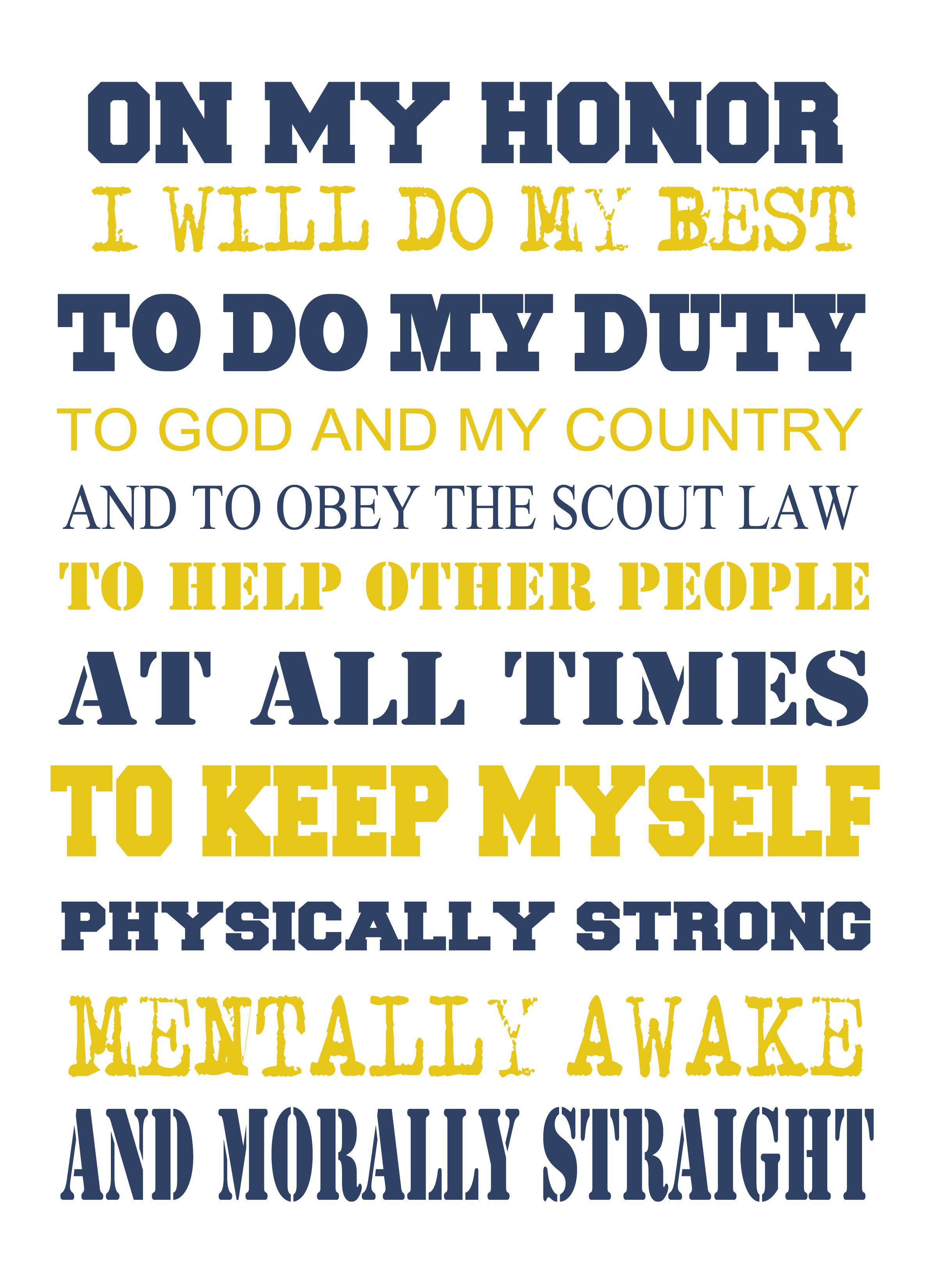 Scout Oath: to print for Cub Scouts as they learn the Oath 
