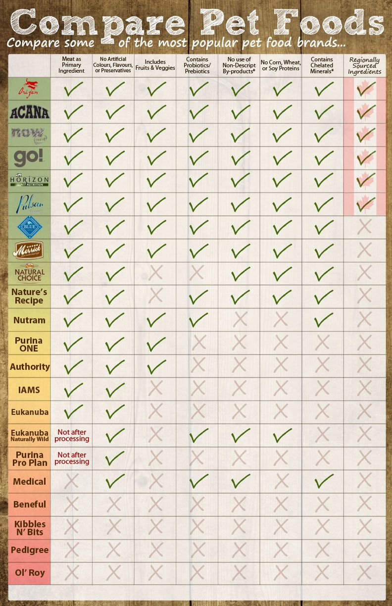 Dog Food Comparison Chart Charte de comparaison Nourriture pour 