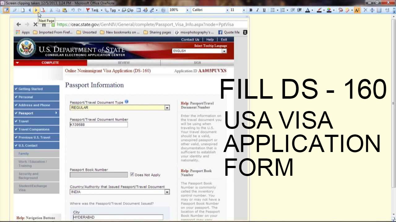 fill Ds 160 usa visa application form step by step YouTube