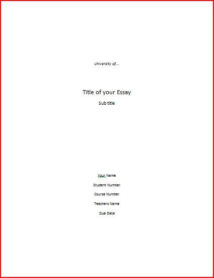 Essay Cover Page Writing Help Cover Page Format, APA Cover Page 