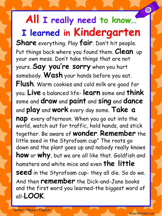 everything i learned in kindergarten poster 