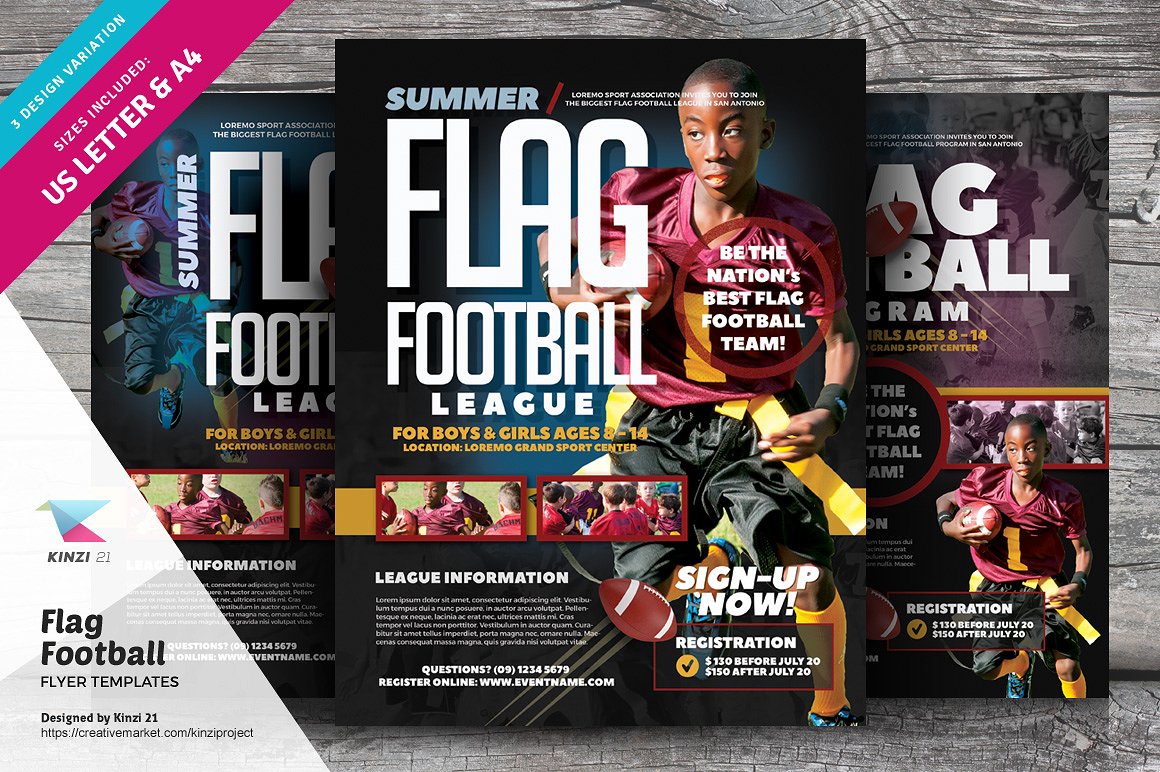 Flag Football Flyer Templates ~ Flyer Templates ~ Creative Market