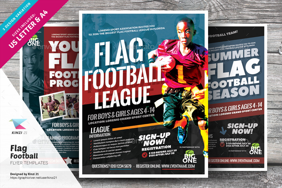 Flag Football Flyer Templates Kinzi21 Graphicriver Football Flyer 