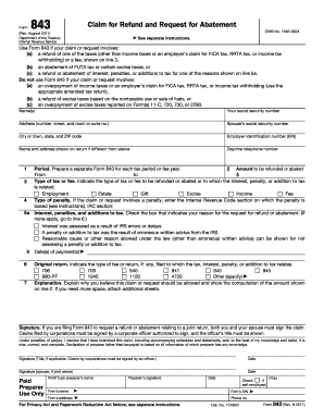 2011 2018 Form IRS 843 Fill Online, Printable, Fillable, Blank 