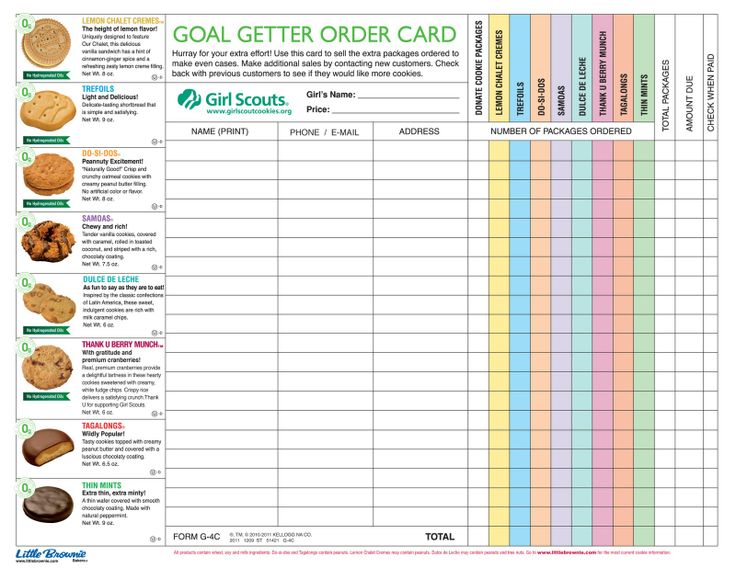 Printable Girl Scout Cookie Order Form 2017 Calendar June