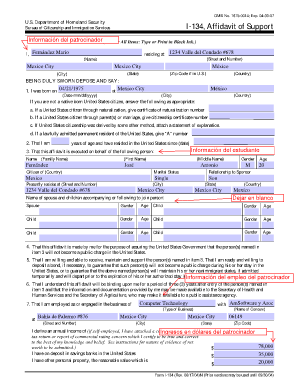 I form. Форма i 134. I-134 form. I 134 Affidavit of support. I-134 пример заполнения.