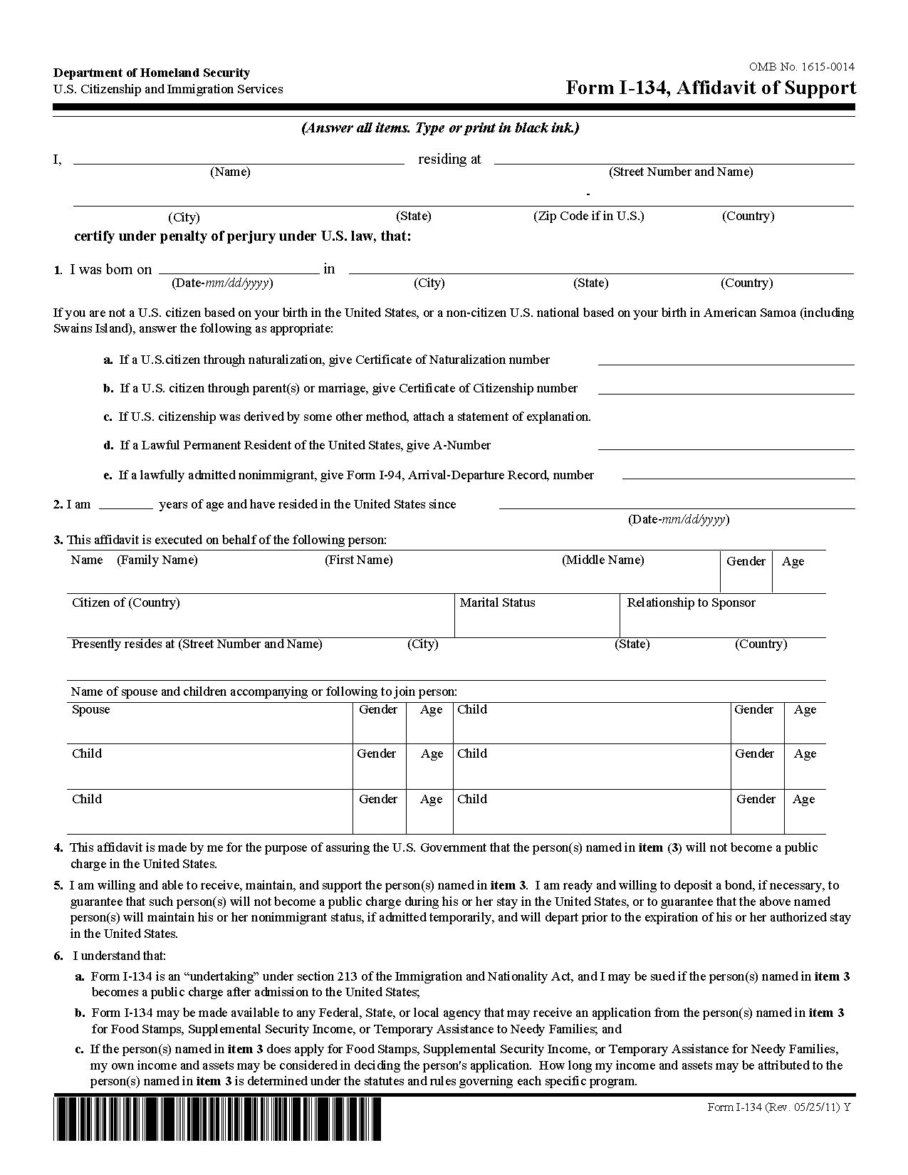 2016 2018 Form USCIS I 134 Fill Online, Printable, Fillable, Blank 