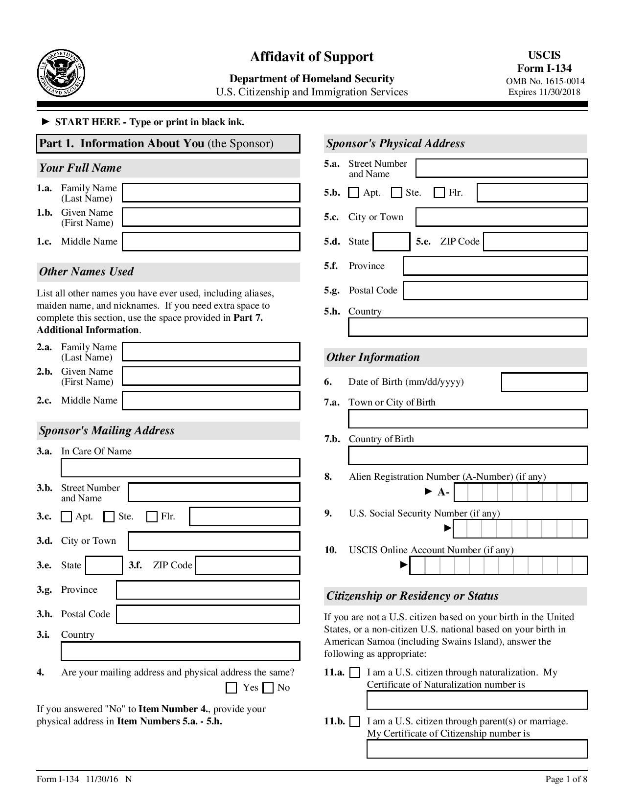 Form I 134 F Fillable Printable Forms Free Online 2255