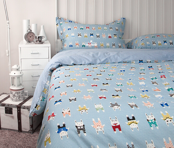 2015 New 100%Cotton Cartoon kids bedding set Ikea casa boho duvet 