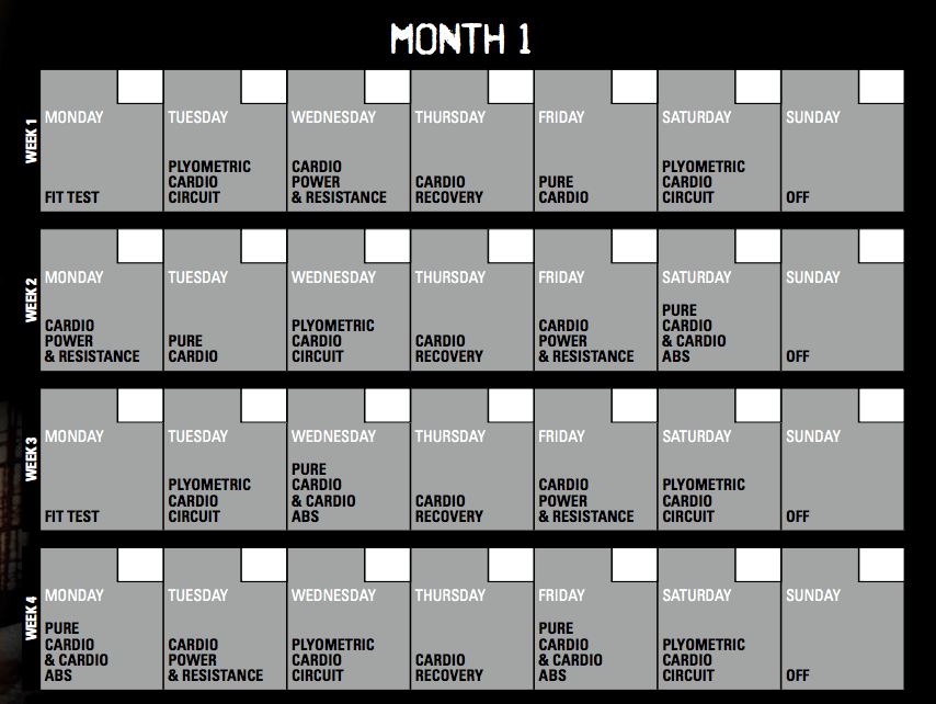 Insanity Calendar 60 Day Insanity Workout Schedule