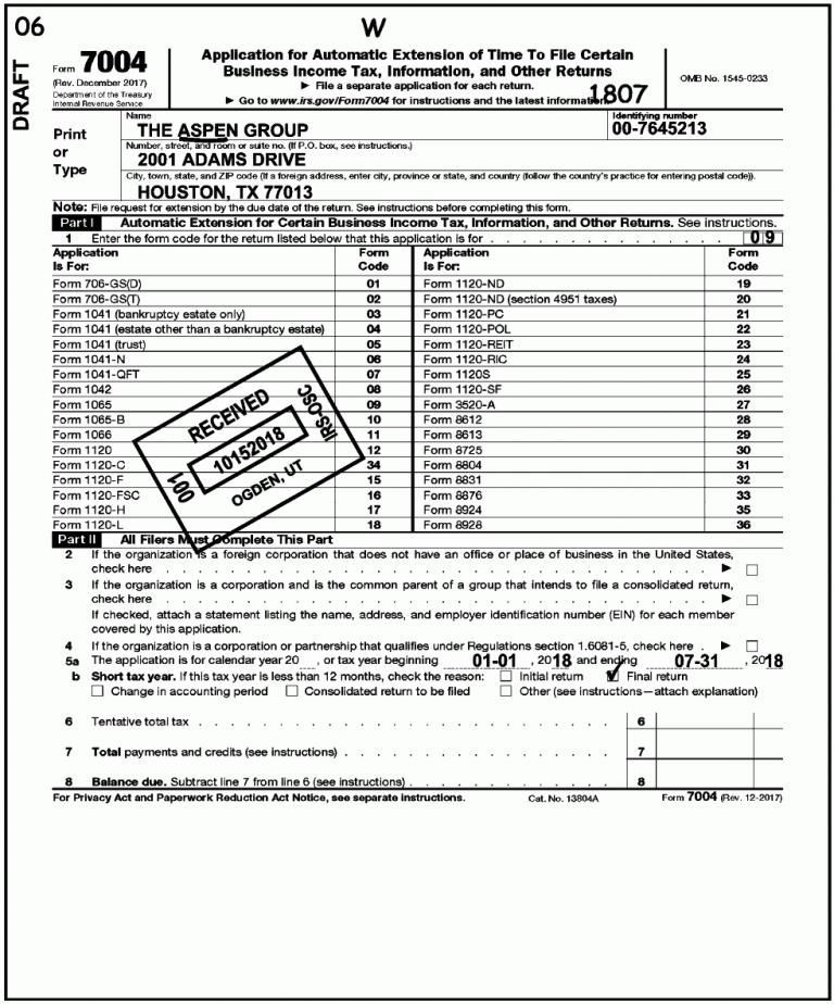 Irs Form 7004 amulette