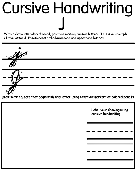 Writing Cursive J Coloring Page | crayola.com