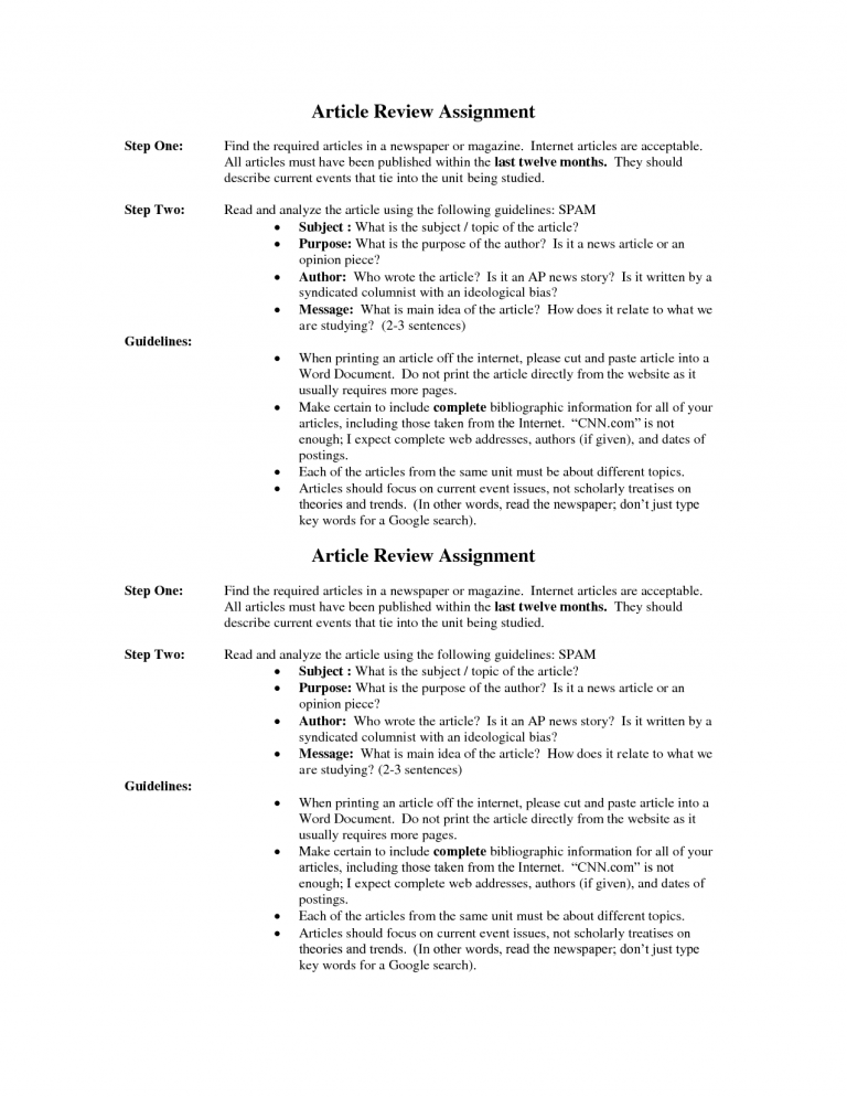 Journal Article Review Template Amulette