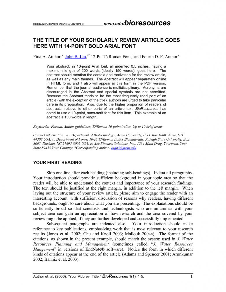 Journal Article Review Template Amulette