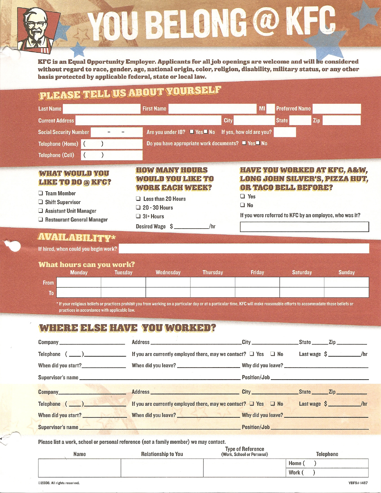 Kfc Application Pdf Fill Online, Printable, Fillable, Blank 