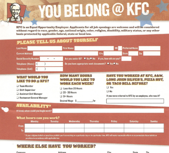 Kfc Job Application Pdf Related Keywords Amp Suggestions Kfc Job 