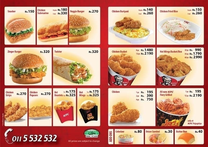 KFC Menu And Price List