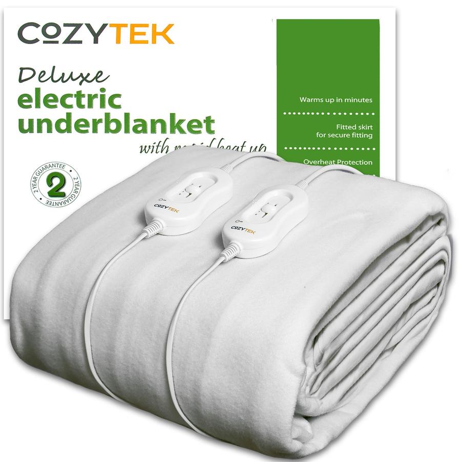 Cozytek King Size Electric Blanket Super Soft Waffle Fleece Dual 