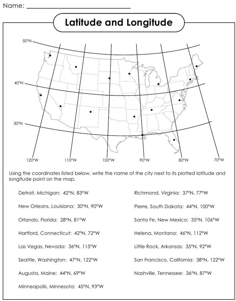 Latitude And Longitude Worksheet Answers