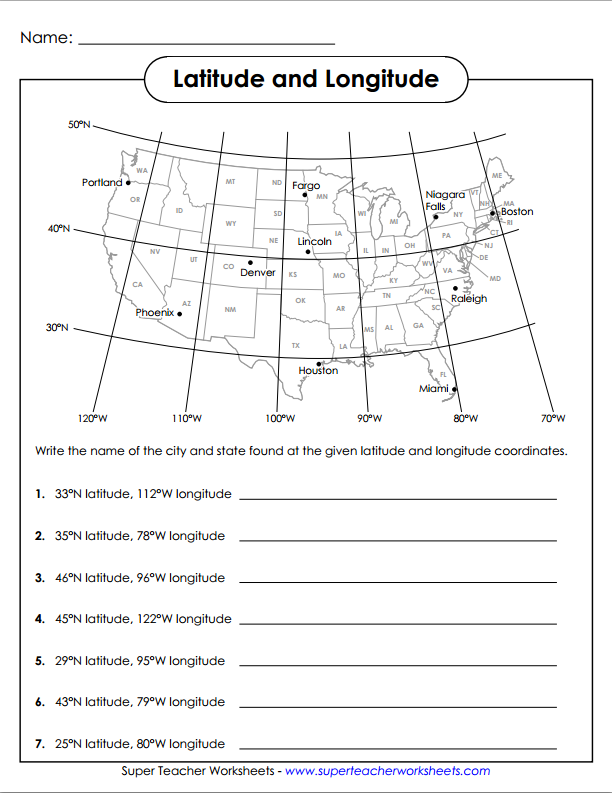 latitude and longitude worksheets latitude and longitude 