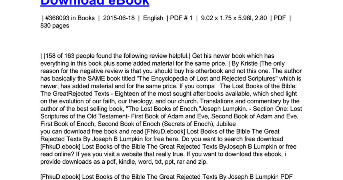 PDF] TOP TREND Lost Books of the Bible: The Great Rejected Texts …