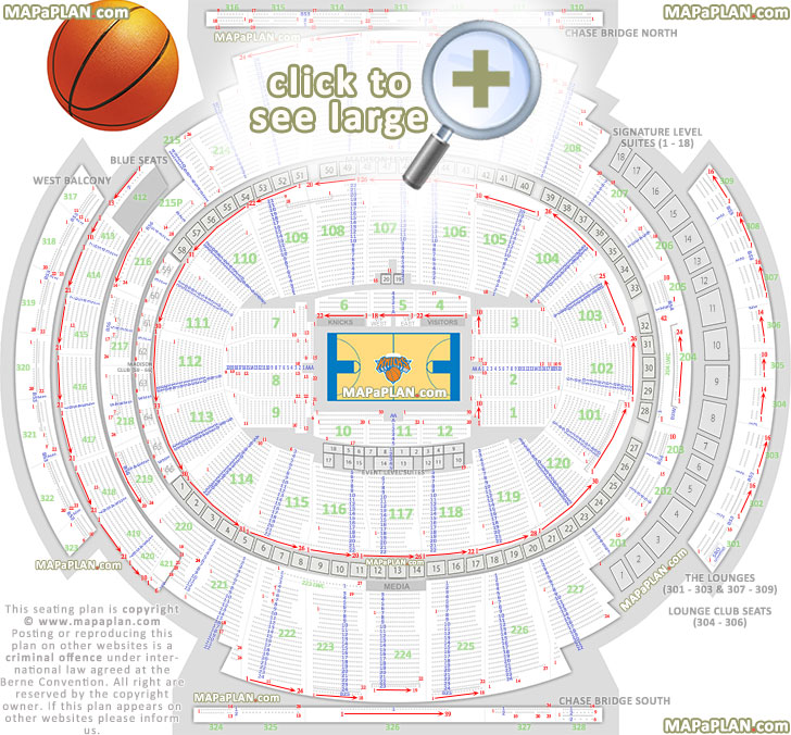 Madison Square Garden seating chart Detailed seat numbers 