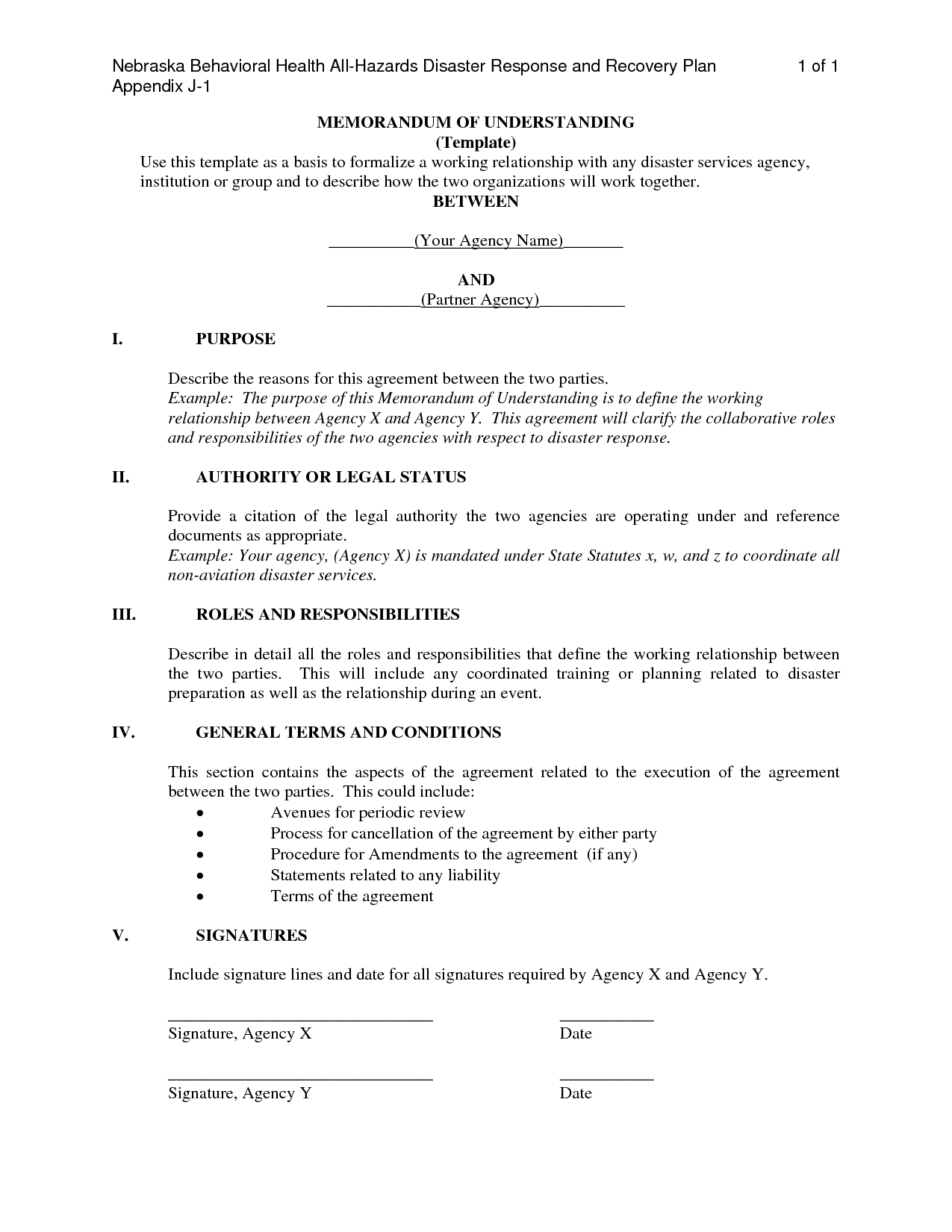 Memorandum Of Understanding Template | | tryprodermagenix.org