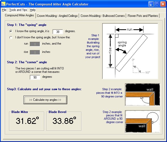 PerfectCuts The Compound Miter Angle Calculator!
