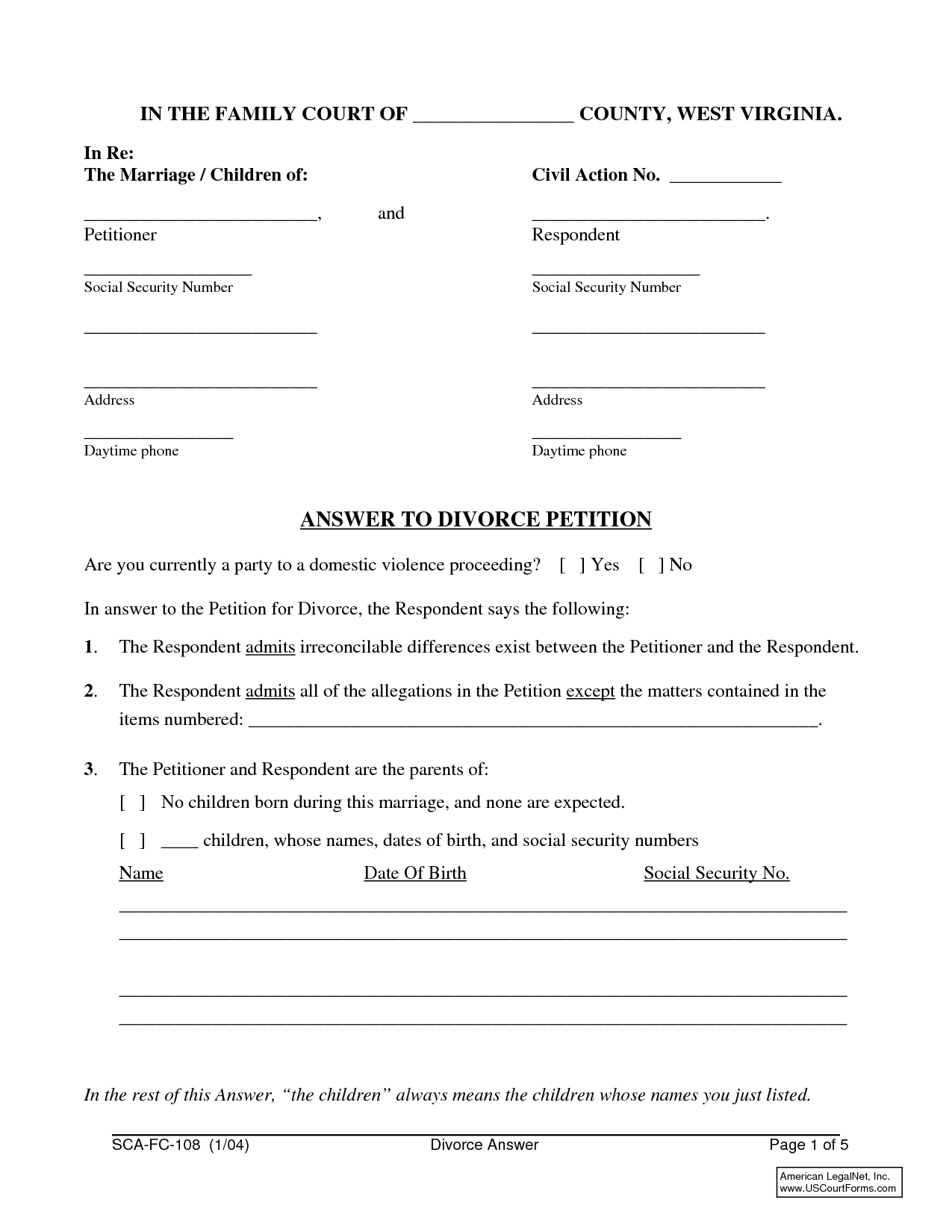 Best Photos Of Free Divorce Forms Fill In Printable Papers 
