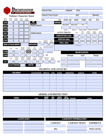 pathfinder character sheet form fillable.