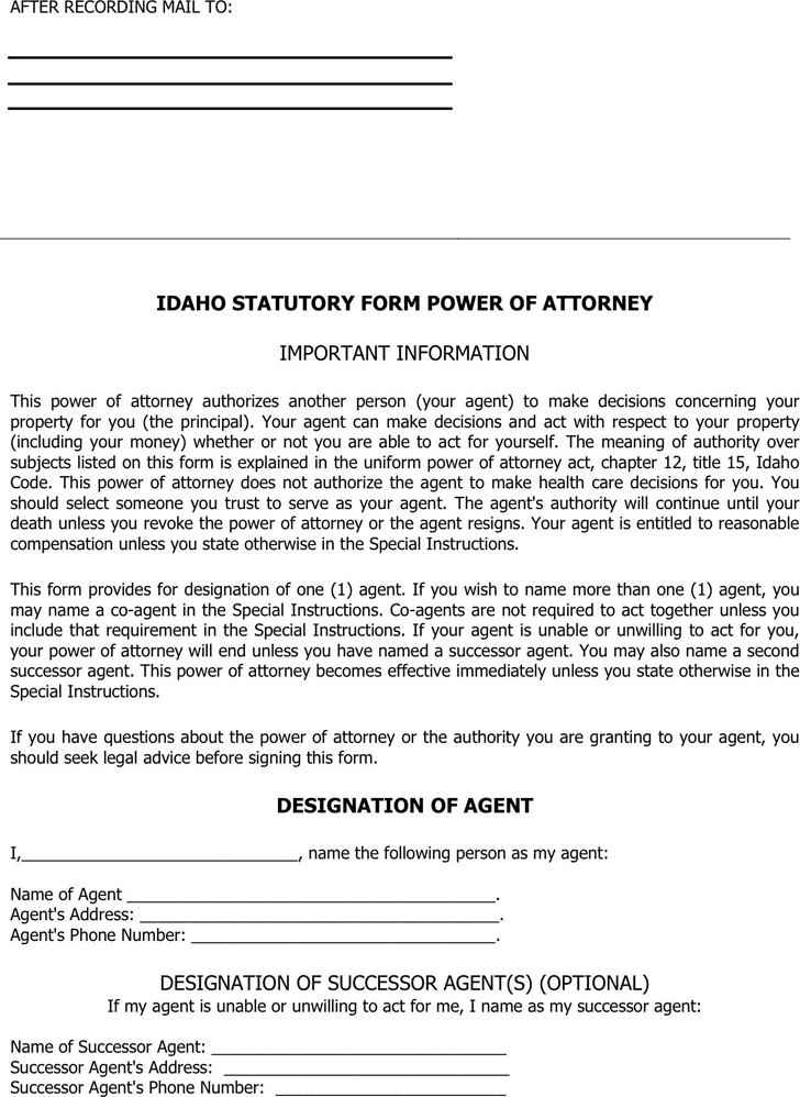 Power of attorney form idaho statutory essential yet – paulmas.info