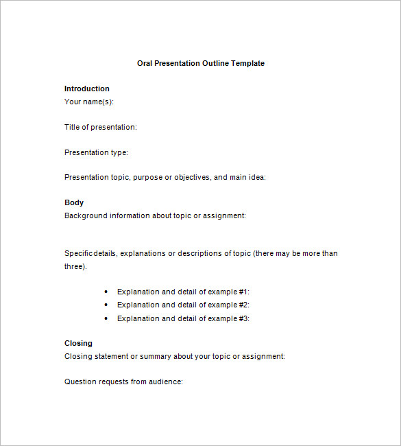 presentation outline template speech powerpoint template 