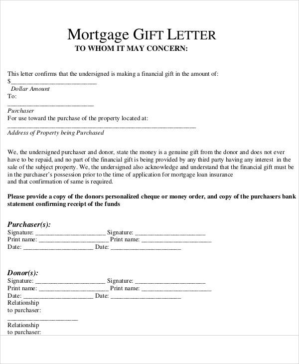 gift certificate for mortgage template free gifting letter 
