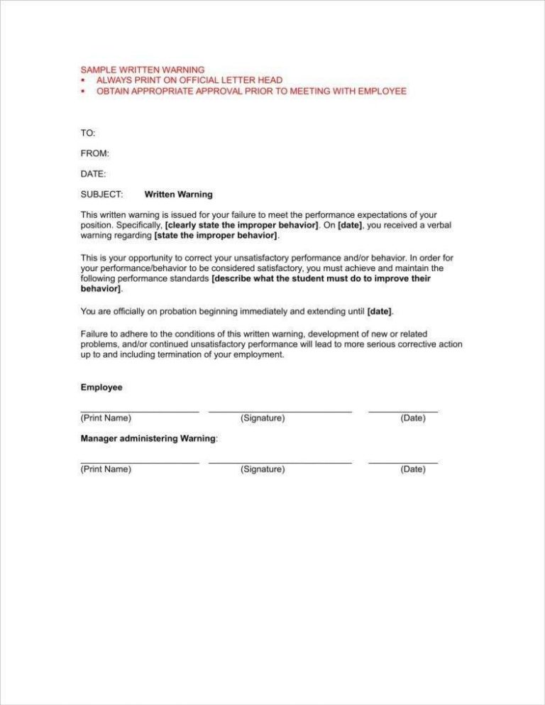 Sample Warning Letter To Employee For Tardiness | amulette