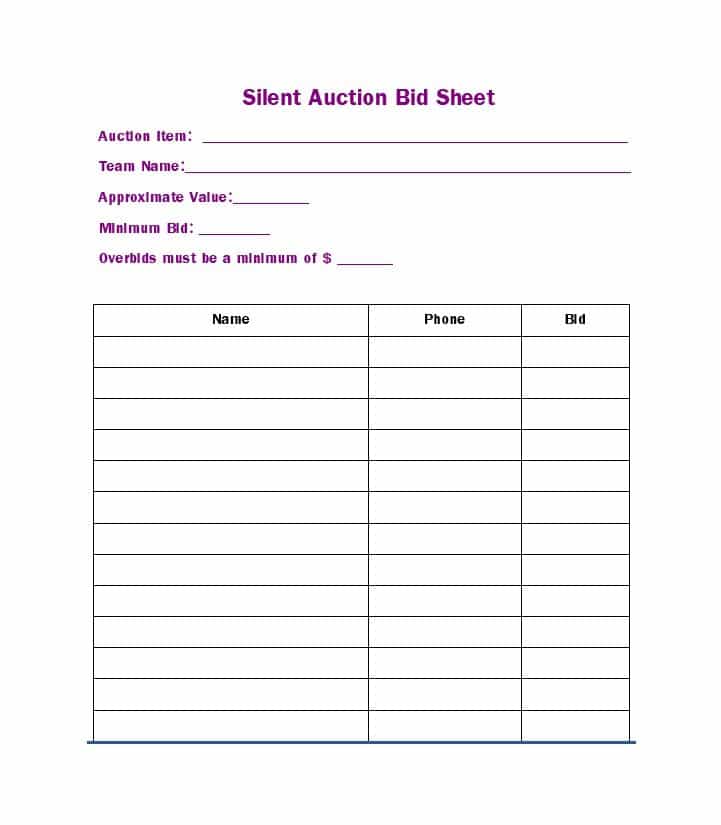 40+ Silent Auction Bid Sheet Templates [Word, Excel] Template Lab