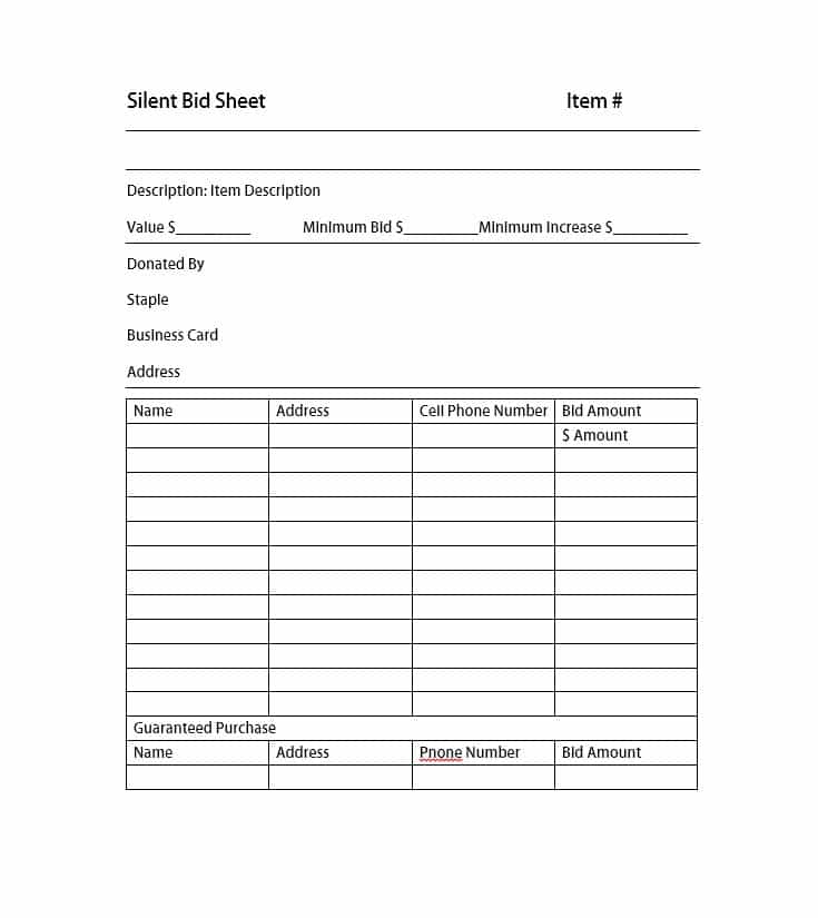 40+ Silent Auction Bid Sheet Templates [Word, Excel] Template Lab