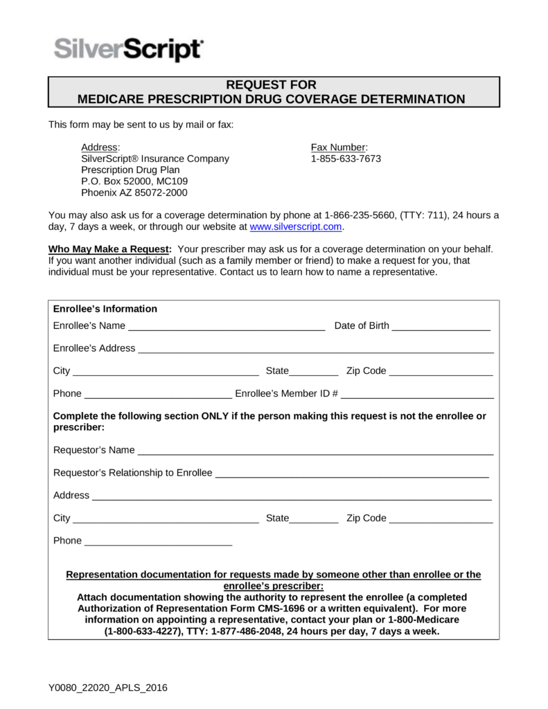 Silver Scripts Prior Auth Form Amulette