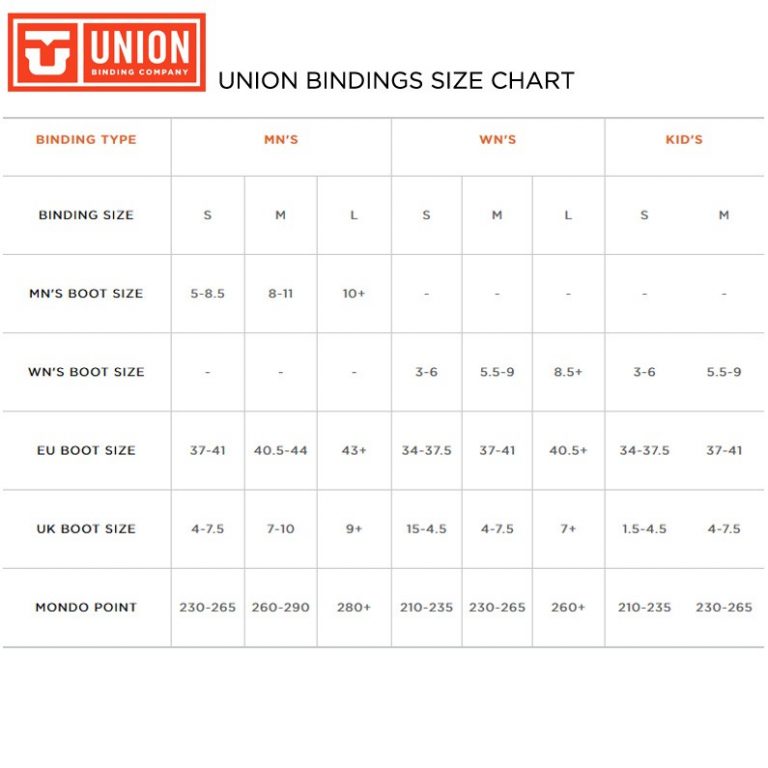 Snowboard Binding Size Chart amulette