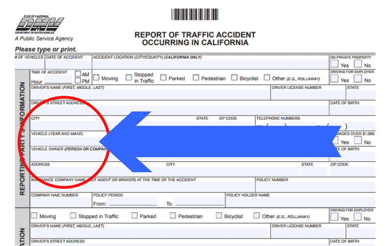 California DMV After Car Accident Documents SR1