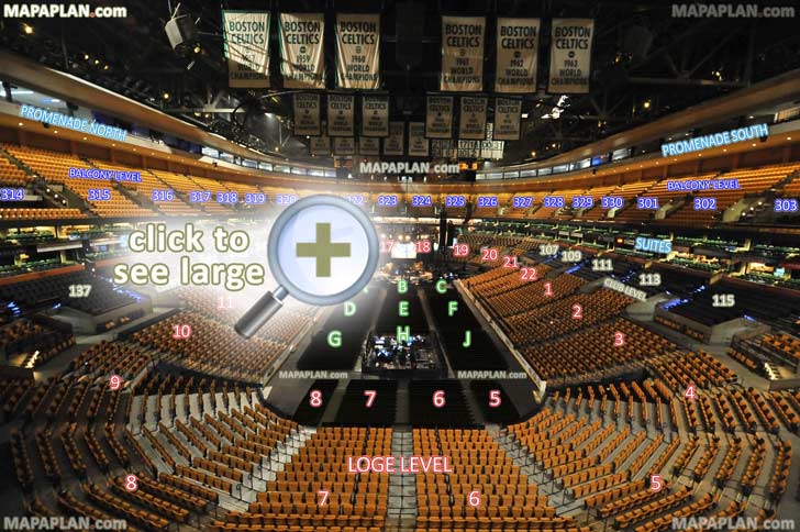 Boston TD Garden seat numbers detailed seating plan MapaPlan.com