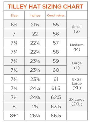 Tilley Hat Sizing