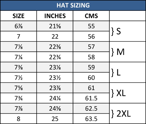 Tilley Hat Sizing Gude