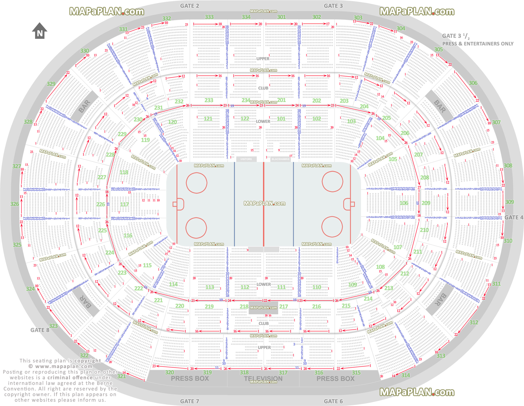 Chicago United Center seat numbers detailed seating plan 