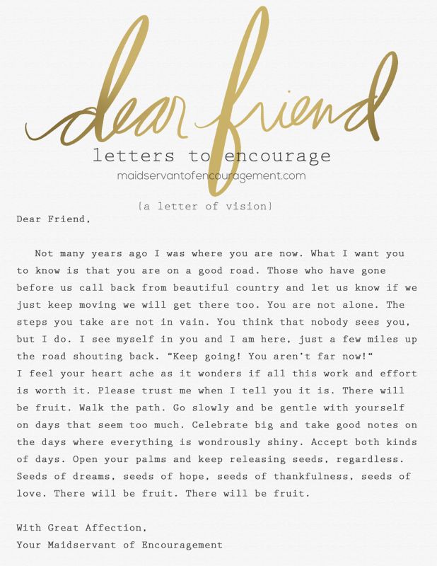 Dear Friend (A Letter of Vision) – Maidservant of Encouragement 